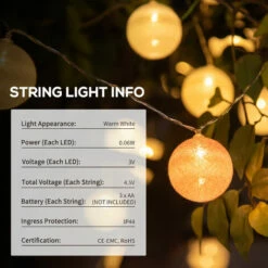 Outsunny 4-Pack Garden LED String Lights For Outdoor/Indoor, Party, Festival -Outsunny store 40901478 4