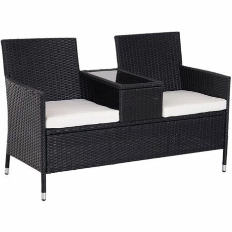 Outsunny Rattan Chair Garden Furniture Patio Companion Love Seat Table Black Outsunny Rattan Chair Garden Furniture Patio Companion Love Seat Table Black -Outsunny store 4223804 1
