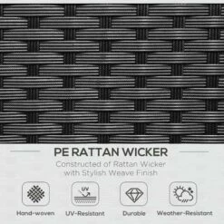 Outsunny Rattan Chair Garden Furniture Patio Companion Love Seat Table Black 5 Outsunny Rattan Chair Garden Furniture Patio Companion Love Seat Table Black -Outsunny store 4223804 4