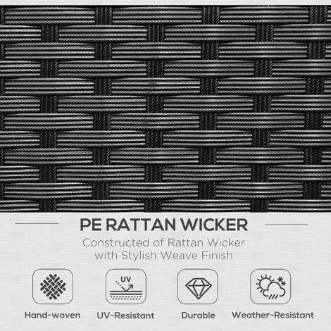 Outsunny Rattan Chair Garden Furniture Patio Companion Love Seat Table Black Outsunny Rattan Chair Garden Furniture Patio Companion Love Seat Table Black -Outsunny store 4223804 4