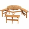 Outsunny 6 Person Fir Wood Parasol Table Bench Set Outdoor Garden Patio Dining -Outsunny store 4249527 1