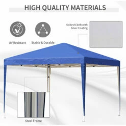 Outsunny 3 X 3m Garden Pop Up Gazebo Marquee Party Tent Wedding Canopy Blue -Outsunny store 4249533 4