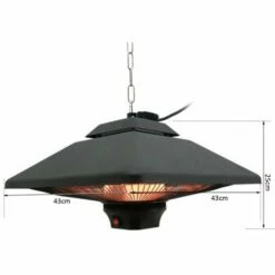 Outsunny 2kw Electric Heater LED Halogen Heating Hanging Light Outdoor Remote -Outsunny store 4249540 2