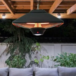 Outsunny 2kw Electric Heater LED Halogen Heating Hanging Light Outdoor Remote -Outsunny store 4249540 3
