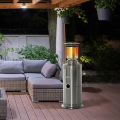 Outsunny 10KW Outdoor Gas Patio Heater W/ Wheels, Regulator, Hose & Cover Silver 9 Outsunny 10KW Outdoor Gas Patio Heater W/ Wheels, Regulator, Hose & Cover Silver -Outsunny store 42768503 3