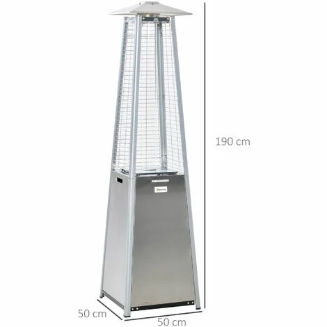 Outsunny 11.2KW Patio Gas Heater Pyramid Heater W/ Regulator Hose Cover, Silver 4 Outsunny 11.2KW Patio Gas Heater Pyramid Heater W/ Regulator Hose Cover, Silver - Image 2