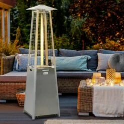 Outsunny 11.2KW Patio Gas Heater Pyramid Heater W/ Regulator Hose Cover, Silver 9 Outsunny 11.2KW Patio Gas Heater Pyramid Heater W/ Regulator Hose Cover, Silver -Outsunny store 42768531 3