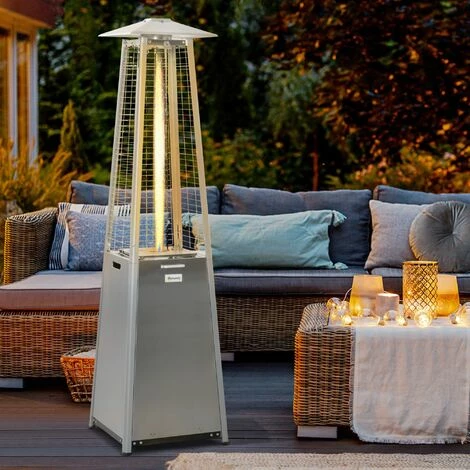 Outsunny 11.2KW Patio Gas Heater Pyramid Heater W/ Regulator Hose Cover, Silver 5 Outsunny 11.2KW Patio Gas Heater Pyramid Heater W/ Regulator Hose Cover, Silver - Image 3