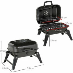 Outsunny Charcoal Grill Iron Portable Compact BBQ Camping Picnic Garden Party -Outsunny store 42768645 2