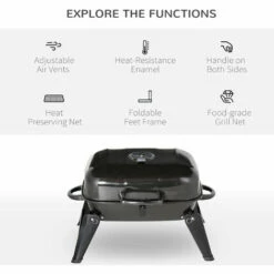 Outsunny Charcoal Grill Iron Portable Compact BBQ Camping Picnic Garden Party -Outsunny store 42768645 4