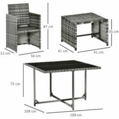 Alternative view of Outsunny Rattan Furniture Set Wicker Weave Patio Dining Table Seat Mixed Grey
