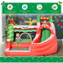 Outsunny Kids Bouncy Castle With Slide Pool Trampoline Climbing Wall W/ Blower -Outsunny store 47146026 4