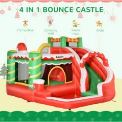 Outsunny Kids Bouncy Castle With Slide Pool Trampoline Climbing Wall W/ Blower -Outsunny store 47146026 5