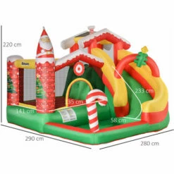 Outsunny Bouncy Castle With Slide Pool Trampoline Climbing Wall With Blower -Outsunny store 47146039 2