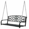 Outsunny Outdoor Steel Fleur-De-Lis Porch Swing Garden Hanging Bench Black 2 Outsunny Outdoor Steel Fleur-De-Lis Porch Swing Garden Hanging Bench Black -Outsunny store 47146217 1