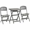Outsunny HOMCOM Three-Piece Bistro Set With Folding Chairs & Coffee Table - Grey -Outsunny store 47146261 1