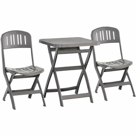 Outsunny HOMCOM Three-Piece Bistro Set with Folding Chairs & Coffee Table - Grey Outsunny HOMCOM Three-Piece Bistro Set With Folding Chairs & Coffee Table - Grey -Outsunny store 47146261 1