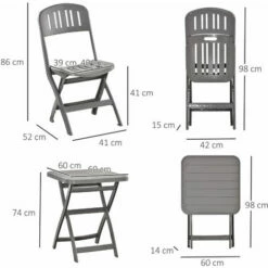 Outsunny HOMCOM Three-Piece Bistro Set With Folding Chairs & Coffee Table - Grey 3 Outsunny HOMCOM Three-Piece Bistro Set With Folding Chairs & Coffee Table - Grey -Outsunny store 47146261 2