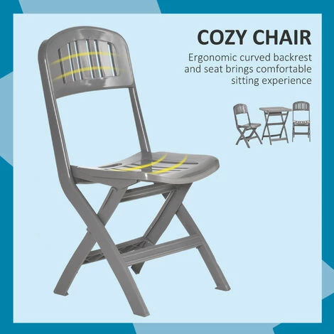 Outsunny HOMCOM Three-Piece Bistro Set with Folding Chairs & Coffee Table - Grey Outsunny HOMCOM Three-Piece Bistro Set With Folding Chairs & Coffee Table - Grey -Outsunny store 47146261 5