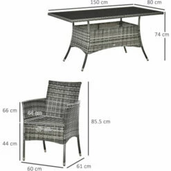 Outsunny 7pc Rattan Garden Furniture Dining Set Wicker Patio Conservatory Seater -Outsunny store 47146293 2
