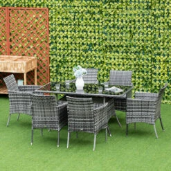 Outsunny 7pc Rattan Garden Furniture Dining Set Wicker Patio Conservatory Seater -Outsunny store 47146293 3