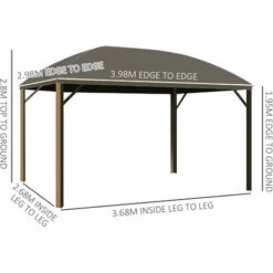 Outsunny 4x3(m) Hardtop Gazebo Aluminium Garden Pavilion W/ Steel Roof Dark Grey -Outsunny store 47719803 2