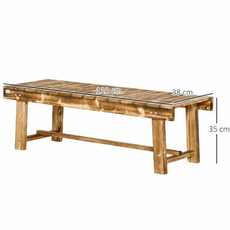 Outsunny 2-seater Outdoor Indoor Garden Wooden Bench Patio Loveseat Fir 110L x 38W x 35H cm Carbonised Outsunny 2-seater Outdoor Indoor Garden Wooden Bench Patio Loveseat Fir 110L X 38W X 35H Cm Carbonised -Outsunny store 48445938 2