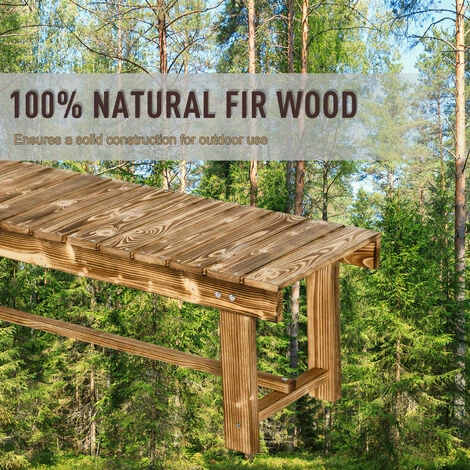 Outsunny 2-seater Outdoor Indoor Garden Wooden Bench Patio Loveseat Fir 110L x 38W x 35H cm Carbonised Outsunny 2-seater Outdoor Indoor Garden Wooden Bench Patio Loveseat Fir 110L X 38W X 35H Cm Carbonised -Outsunny store 48445938 4