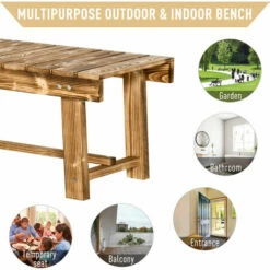 Outsunny 2-seater Outdoor Indoor Garden Wooden Bench Patio Loveseat Fir 110L X 38W X 35H Cm Carbonised 6 Outsunny 2-seater Outdoor Indoor Garden Wooden Bench Patio Loveseat Fir 110L X 38W X 35H Cm Carbonised -Outsunny store 48445938 5