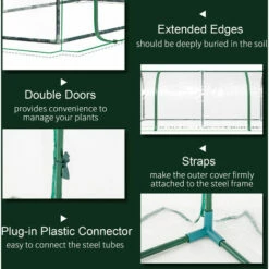 Outsunny Tunnel Greenhouse Grow House Steel Frame PE Transparent 200x100x80 Cm -Outsunny store 48446015 4