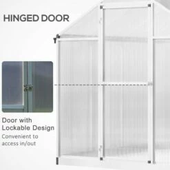 Outsunny 8x6ft Aluminium Greenhouse With/ Door Window Galvanized Base PC Panel -Outsunny store 48446094 5