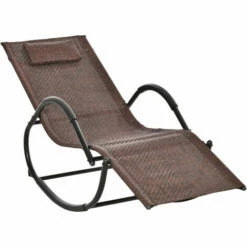 Outsunny Zero Gravity Rocking Lounge Chair Pillow Garden Outdoor Furniture Brown