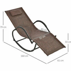 Alternative view of Outsunny Zero Gravity Rocking Lounge Chair Pillow Garden Outdoor Furniture Brown