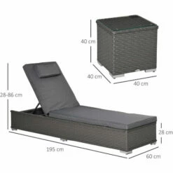 Outsunny 3 PCS Outdoor Rattan Lounger Table Sectional Conversation Furniture Set -Outsunny store 48446242 2