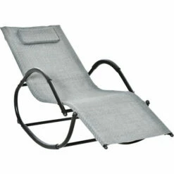 Outsunny Zero Gravity Rocking Lounge Chair Pillow Garden Outdoor Furniture Grey