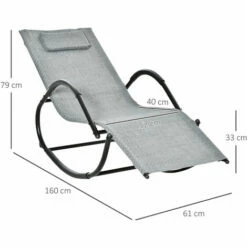 Alternative view of Outsunny Zero Gravity Rocking Lounge Chair Pillow Garden Outdoor Furniture Grey