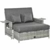 Outsunny Garden Rattan Furniture Set 2 Seater Patio Sun Lounger Daybed Sun Bed 1 Outsunny Garden Rattan Furniture Set 2 Seater Patio Sun Lounger Daybed Sun Bed -Outsunny store 48515554 1