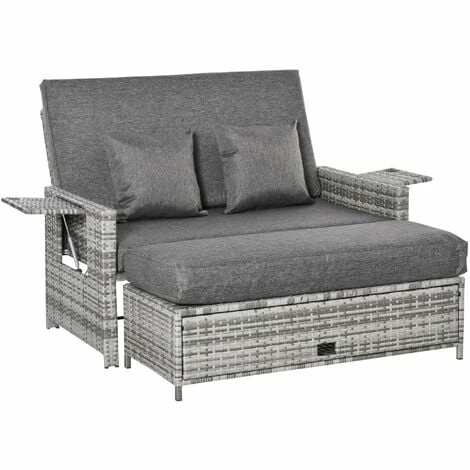 Outsunny Garden Rattan Furniture Set 2 Seater Patio Sun Lounger Daybed Sun Bed Outsunny Garden Rattan Furniture Set 2 Seater Patio Sun Lounger Daybed Sun Bed -Outsunny store 48515554 1