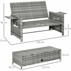 Outsunny Garden Rattan Furniture Set 2 Seater Patio Sun Lounger Daybed Sun Bed 3 Outsunny Garden Rattan Furniture Set 2 Seater Patio Sun Lounger Daybed Sun Bed -Outsunny store 48515554 2