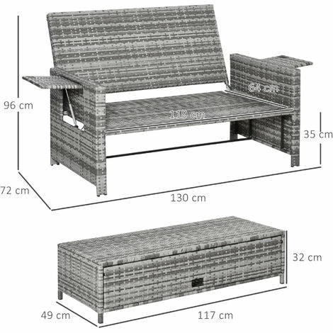 Outsunny Garden Rattan Furniture Set 2 Seater Patio Sun Lounger Daybed Sun Bed Outsunny Garden Rattan Furniture Set 2 Seater Patio Sun Lounger Daybed Sun Bed -Outsunny store 48515554 2