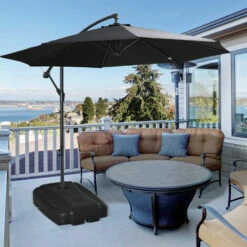 Outsunny 7.5kg Parasol Base W/ Wheels Water And Sand, Up To 100kg Black -Outsunny store 48924542 3