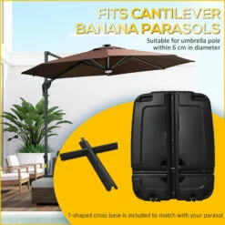 Outsunny 7.5kg Parasol Base W/ Wheels Water And Sand, Up To 100kg Black -Outsunny store 48924542 4