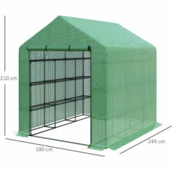 Outsunny Walk In Garden Greenhouse With Shelves Polytunnel Steeple Grow House New -Outsunny store 48924589 2