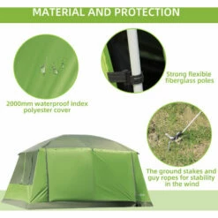 Outsunny Two Room Dome Tent Camping Shelter W/ Porch And Portable Carry Bag -Outsunny store 48924607 5