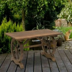 Outsunny Outsuny Outdoor Coffee Table Dining Table Patio Display Desk Natural Fir Wood -Outsunny store 48924621 3