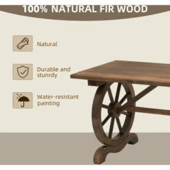 Outsunny Outsuny Outdoor Coffee Table Dining Table Patio Display Desk Natural Fir Wood -Outsunny store 48924621 4