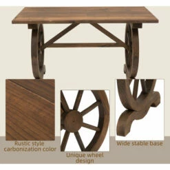 Outsunny Outsuny Outdoor Coffee Table Dining Table Patio Display Desk Natural Fir Wood -Outsunny store 48924621 5