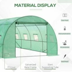 Outsunny 6 X 3M Polytunnel Walk-in Garden Greenhouse With Zip Door And Windows -Outsunny store 49188136 4