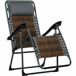 Outsunny Zero Gravity Folding Chair Metal Frame Cup Phone Holder Deck Poolside