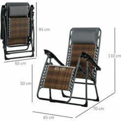 Alternative view of Outsunny Zero Gravity Folding Chair Metal Frame Cup Phone Holder Deck Poolside